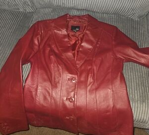 East 5th Women's Red Blazer Genuine Leather So Much Better In Person